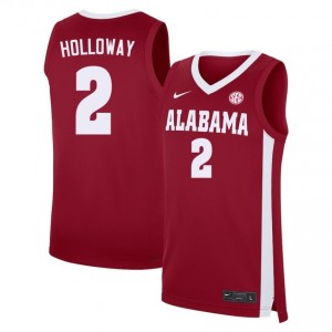 Mens Aden Holloway Crimson Alabama Crimson Tide #2 College Basketball 2025-26 Jersey 185057-866
