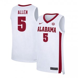 Mens Amari Allen White Alabama Crimson Tide #5 College Basketball Alumni Jersey 461629-743