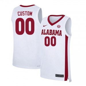 Men's Custom White Alabama Crimson Tide #00 College Basketball Embroidery Jerseys 274134-704