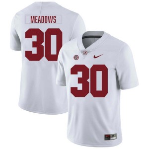 Mens Derek Meadows White Alabama Crimson Tide #30 Alumni College Football Jersey 829019-487
