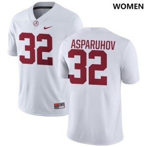 Women Alex Asparuhov White Alabama Crimson Tide #32 Limited College Football Jerseys 631789-755