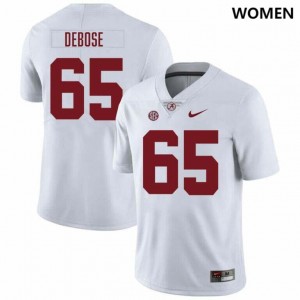 Women Micah DeBose White Alabama Crimson Tide #65 Player College Football Jerseys 982703-595