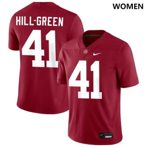 Women's Nikhai Hill-Green Crimson Alabama Crimson Tide #41 Official College Football Jerseys 261570-903