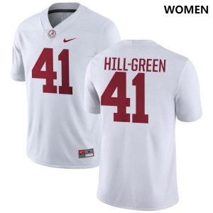 Womens Nikhai Hill-Green White Alabama Crimson Tide #41 University College Football Jersey 145777-319