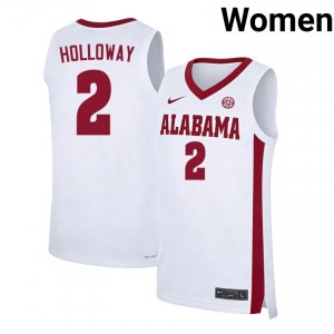 Womens Aden Holloway White Alabama Crimson Tide #2 College Basketball 2025 Jersey 740503-430