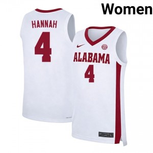 Women's Davion Hannah White Alabama Crimson Tide #4 College Basketball Limited Jersey 690497-424
