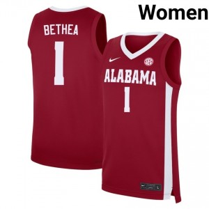 Womens Jalil Bethea Crimson Alabama Crimson Tide #1 College Basketball High School Jerseys 496625-703