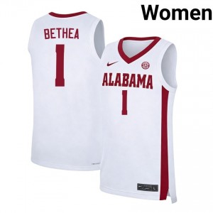 Women Jalil Bethea White Alabama Crimson Tide #1 College Basketball Player Jerseys 109565-808
