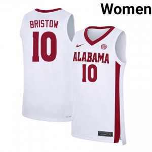 Women Keitenn Bristow White Alabama Crimson Tide #10 College Basketball Replica Jersey 910426-213