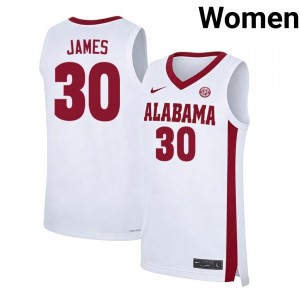 Women's Klark James White Alabama Crimson Tide #30 College Basketball Embroidery Jersey 106415-114