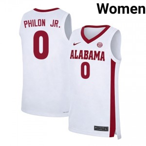 Women Labaron Philon Jr. White Alabama Crimson Tide #0 College Basketball University Jersey 395843-344