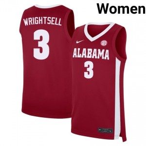 Women Latrell Wrightsell Crimson Alabama Crimson Tide #3 College Basketball 2025-26 Jersey 289134-572