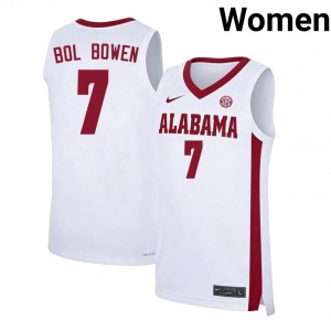 Womens Taylor Bol Bowen White Alabama Crimson Tide #7 College Basketball Limited Jerseys 146646-234