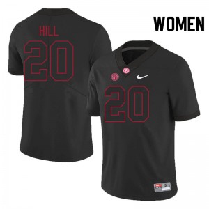 Women Daniel Hill Blackout Alabama Crimson Tide #20 Game College Football Jerseys 675043-877