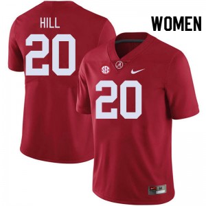 Women Daniel Hill Crimson Alabama Crimson Tide #20 Embroidery College Football Jerseys 562118-399