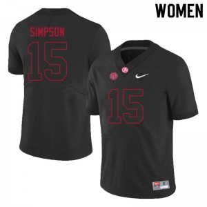 Women Ty Simpson Black Alabama Crimson Tide #15 Game College Football Jerseys 341857-428