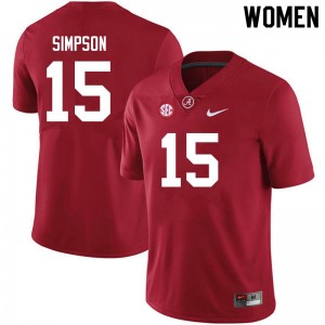 Womens Ty Simpson Crimson Alabama Crimson Tide #15 Official College Football Jersey 181297-953