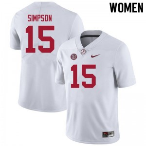 Women Ty Simpson White Alabama Crimson Tide #15 Limited College Football Jersey 718088-998