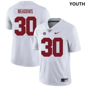 Youth Derek Meadows White Alabama Crimson Tide #30 Stitched College Football Jerseys 773320-557