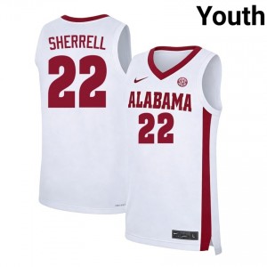 Youth Aiden Sherrell White Alabama Crimson Tide #22 College Basketball Replica Jersey 382984-650