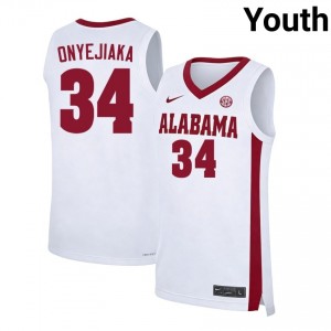 Youth Collins Onyejiaka White Alabama Crimson Tide #34 College Basketball 2025 Jerseys 831757-367