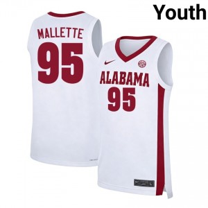 Youth Houston Mallette White Alabama Crimson Tide #95 College Basketball Official Jerseys 382708-722