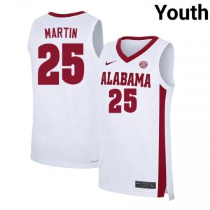 Youth Jacob Martin White Alabama Crimson Tide #25 College Basketball University Jerseys 911638-647