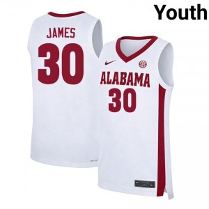Youth Klark James White Alabama Crimson Tide #30 College Basketball University Jersey 671178-636