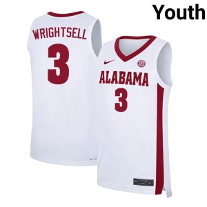 Youth Latrell Wrightsell White Alabama Crimson Tide #3 College Basketball 2025-26 Jersey 208225-881