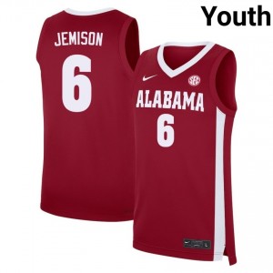 Youth London Jemison Crimson Alabama Crimson Tide #6 College Basketball Stitched Jersey 134555-176