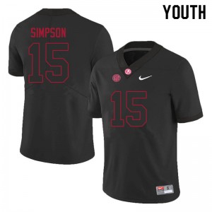 Youth Ty Simpson Black Alabama Crimson Tide #15 2025-26 College Football Jersey 764127-673