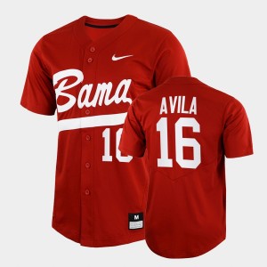 Men Alex Avila Crimson Alabama Crimson Tide #16 Full-Button College Baseball Jersey 692670-686