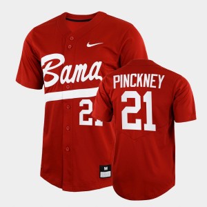 Men Andrew Pinckney Crimson Alabama Crimson Tide #21 2022 Full-Button College Baseball Jerseys 833218-755