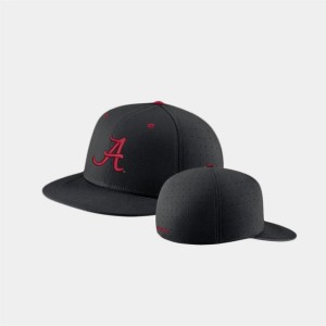 Men's Black Alabama Crimson Tide Fitted Hat True Performance Caps 301923-774