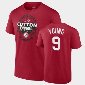 Men's Bryce Young Crimson Alabama Crimson Tide #9 2021 Cotton Bowl CFP College Football T-Shirt 203323-877