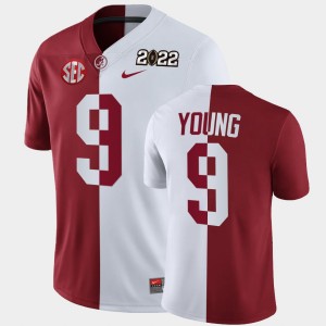 Mens Bryce Young Crimson White Alabama Crimson Tide #9 2022 National Championship Split Edition College Football Jersey 589565-841