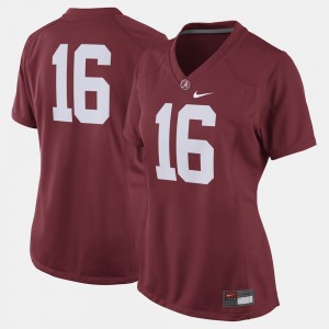 Womens Crimson Alabama Crimson Tide #16 Official College Football Jersey 474908-458
