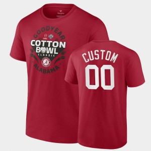 Men Custom Crimson Alabama Crimson Tide #00 2021 Cotton Bowl CFP College Football T-Shirt 337126-298