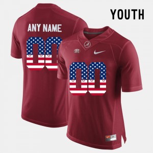 Youth Custom Crimson Alabama Crimson Tide #00 Limited US Flag Fashion Jerseys 983197-118