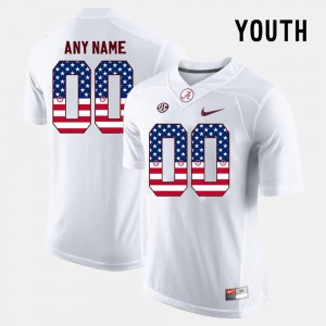Youth Custom White Alabama Crimson Tide #00 Game US Flag Fashion Jersey 642025-601