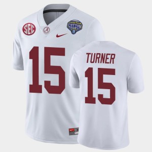Men Dallas Turner White Alabama Crimson Tide #15 Game 2021 Cotton Bowl Jersey 447895-854