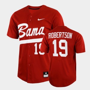Mens David Robertson Crimson Alabama Crimson Tide #19 Full-Button College Baseball Jerseys 699246-177