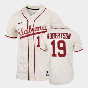Mens David Robertson Natural Alabama Crimson Tide #19 Replica College Baseball Jersey 473104-404