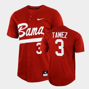 Men's Dominic Tamez Crimson Alabama Crimson Tide #3 2022 Full-Button College Baseball Jerseys 982460-528