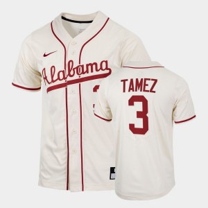 Mens Dominic Tamez Natural Alabama Crimson Tide #3 2022 Replica College Baseball Jersey 735996-178