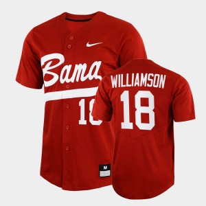 Men Drew Williamson Crimson Alabama Crimson Tide #18 2022 Full-Button College Baseball Jerseys 374039-438