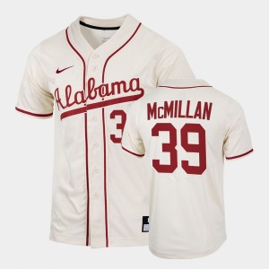 Mens Garrett McMillan Natural Alabama Crimson Tide #39 2022 Replica College Baseball Jersey 201505-611
