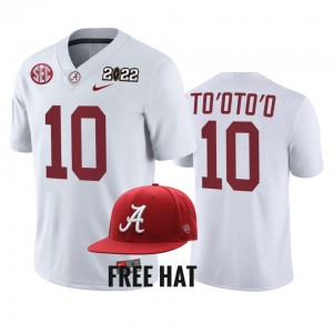 Men Henry To'oTo'o White Alabama Crimson Tide #10 2021 Cotton Bowl Champions CFP College Football Jersey 715902-598
