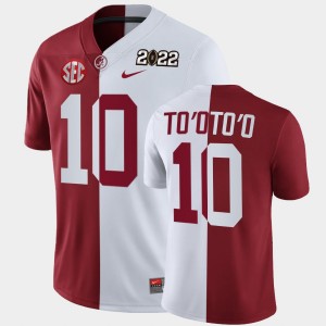 Men Henry To'oTo'o Crimson White Alabama Crimson Tide #10 2022 National Championship Split Edition College Football Jersey 735686-204