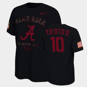 Mens Henry To'oTo'o Black Alabama Crimson Tide #10 Veterans Day 2021 America Flag College Football T-Shirt 605693-532